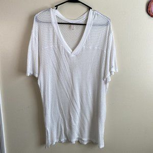Free People White Mesh Oversized Shirt